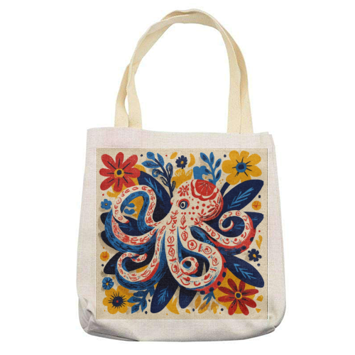 Octopus - printed canvas tote bag by DejaReve