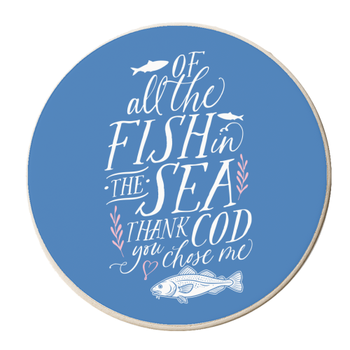 Of All The Fish In The Sea, Thank Cod You Chose Me - personalised beer coaster by Claire Atwood