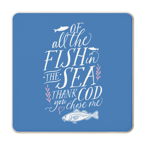 Of All The Fish In The Sea, Thank Cod You Chose Me - personalised beer coaster by Claire Atwood