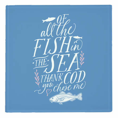 Of All The Fish In The Sea, Thank Cod You Chose Me - personalised beer coaster by Claire Atwood