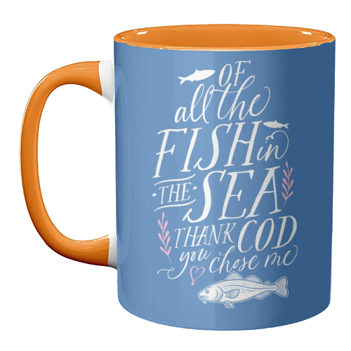 Of All The Fish In The Sea, Thank Cod You Chose Me - unique mug by Claire Atwood