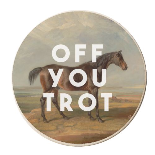 Off You Trot - personalised beer coaster by The 13 Prints