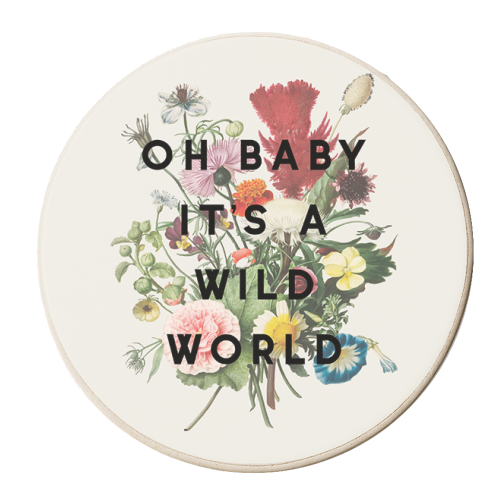 Oh Baby It's A Wild World - personalised beer coaster by The 13 Prints