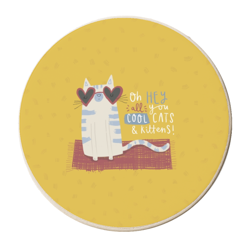 Oh hey all you cool cats and kittens - personalised beer coaster by Jessica Moorhouse
