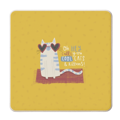 Oh hey all you cool cats and kittens - personalised beer coaster by Jessica Moorhouse