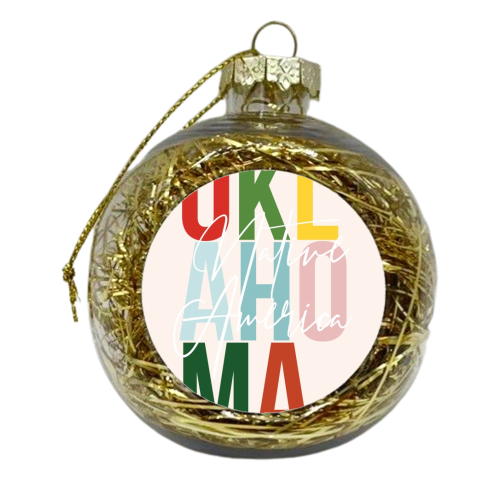 Oklahoma "Native America" Color State - xmas bauble by Toni Scott