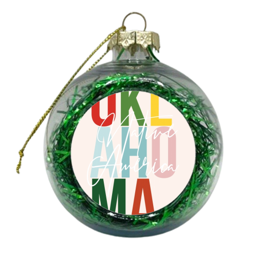 Oklahoma "Native America" Color State - xmas bauble by Toni Scott