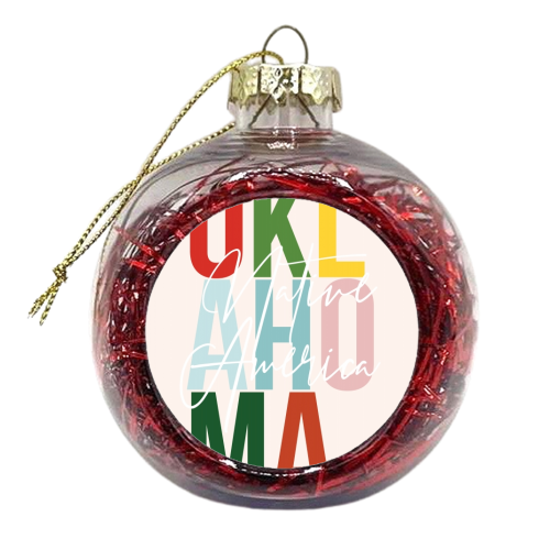 Oklahoma "Native America" Color State - xmas bauble by Toni Scott
