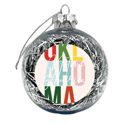 Oklahoma "Native America" Color State - xmas bauble by Toni Scott
