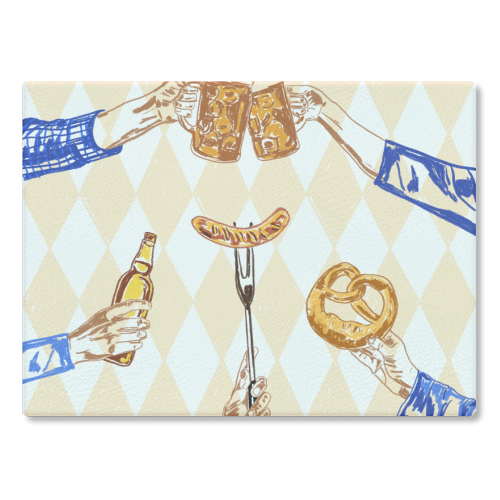 Beer Festival Vintage Illustration - glass chopping board by EZbie