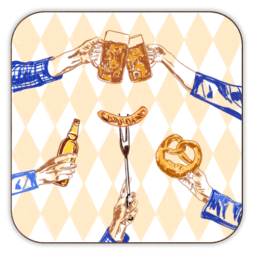 Beer Festival Vintage Illustration - personalised beer coaster by EZbie