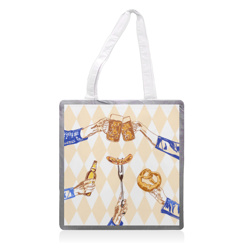 Beer Festival Vintage Illustration - printed canvas tote bag by EZbie