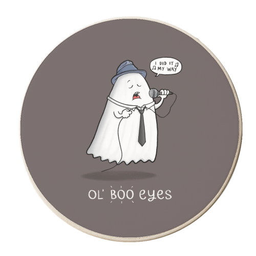 Old Boo Eyes - personalised beer coaster by Carl Batterbee