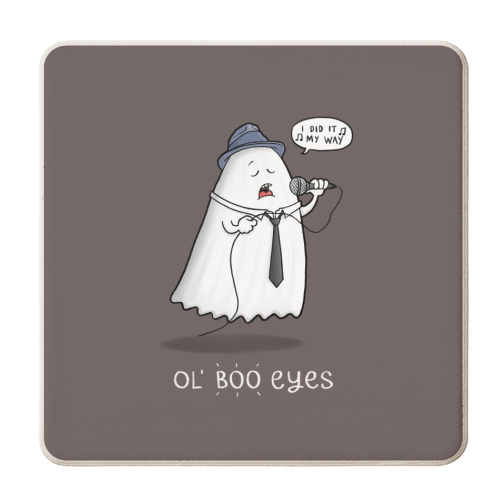 Old Boo Eyes - personalised beer coaster by Carl Batterbee