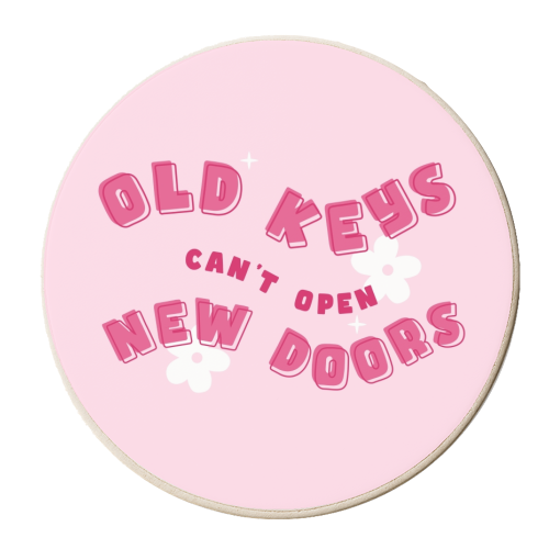 Old keys can't open new doors - personalised beer coaster by The Girl Next Draw