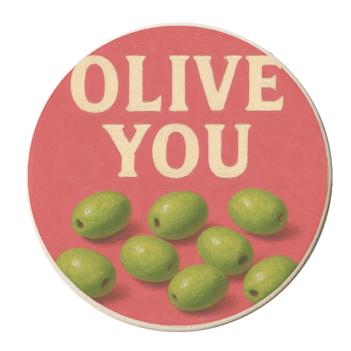 Olive You - personalised beer coaster by Eloise