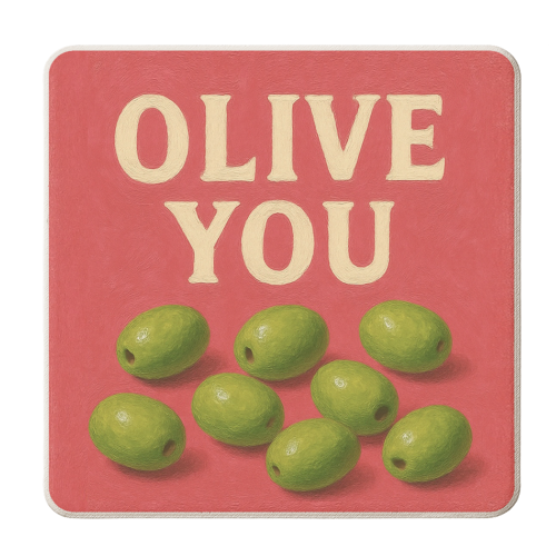 Olive You - personalised beer coaster by Eloise
