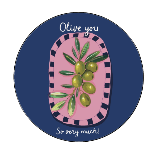 Olive You So Much - Circle Sticker by Giddy Kipper