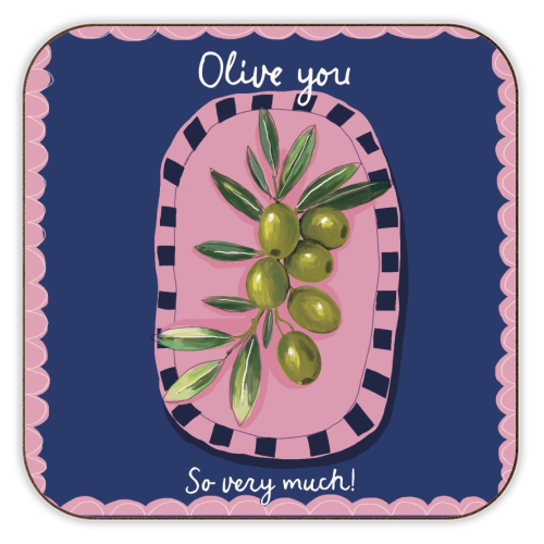 Olive You So Much - personalised beer coaster by Giddy Kipper