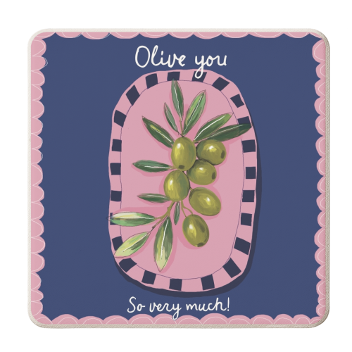 Olive You So Much - personalised beer coaster by Giddy Kipper
