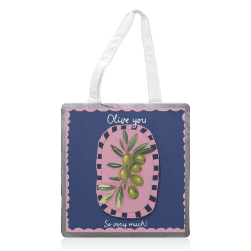Olive You So Much - printed canvas tote bag by Giddy Kipper
