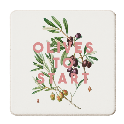 Olives To Start - personalised beer coaster by The 13 Prints