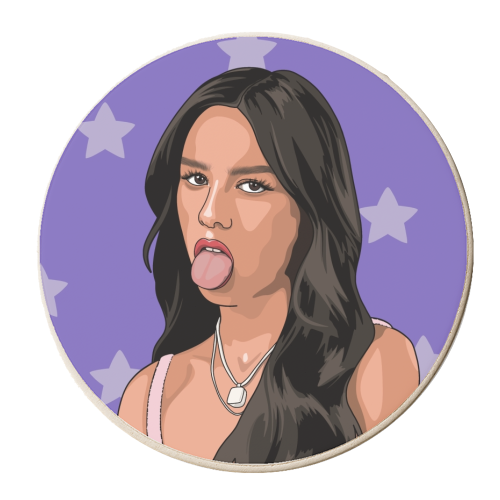 Olivia Rodrigo Sour star print - personalised beer coaster by The Girl Next Draw