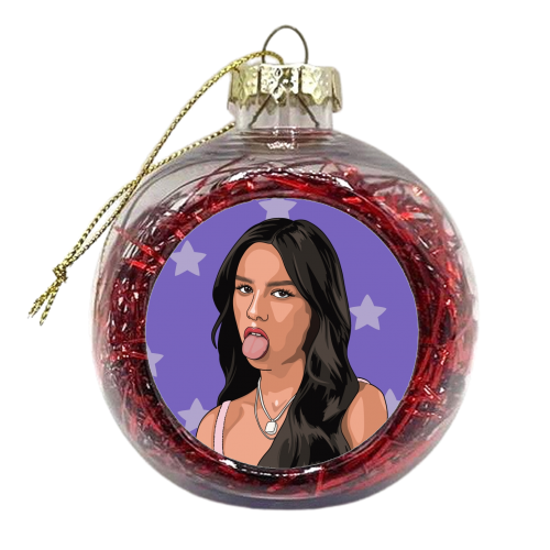 Olivia Rodrigo Sour star print - xmas bauble by The Girl Next Draw