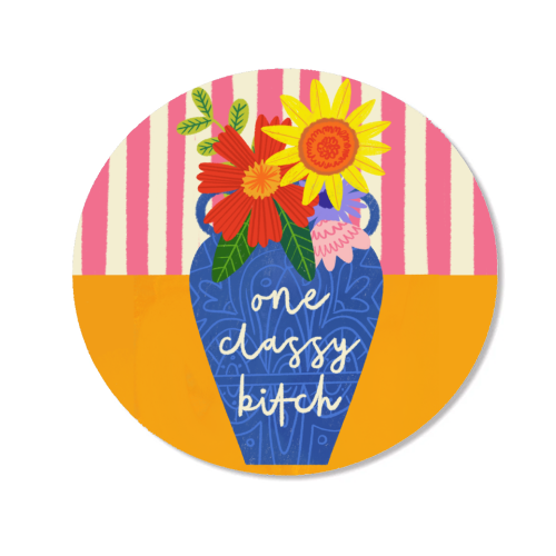One Classy Bitch Funny Floral Flowers Bold Bright Illustration - Magnet by AbiGoLucky