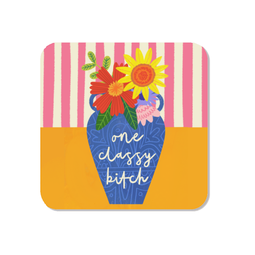 One Classy Bitch Funny Floral Flowers Bold Bright Illustration - Magnet by AbiGoLucky