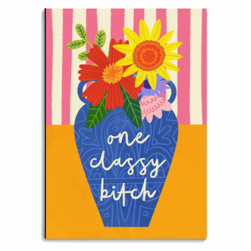 One Classy Bitch Funny Floral Flowers Bold Bright Illustration - personalised A4, A5, A6 notebook by AbiGoLucky