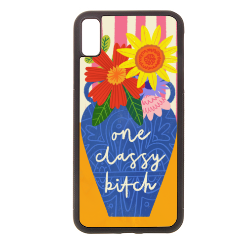 One Classy Bitch Funny Floral Flowers Bold Bright Illustration - stylish phone case by AbiGoLucky