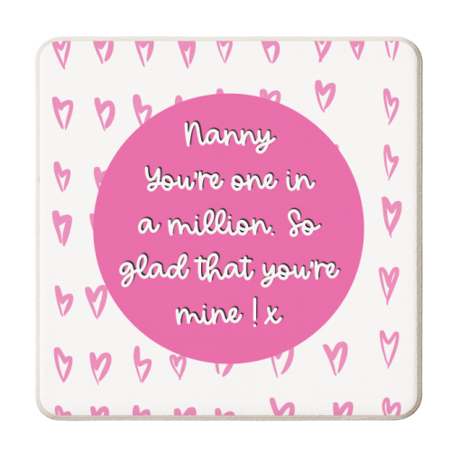 One In A Million Nanny - personalised beer coaster by Adam Regester