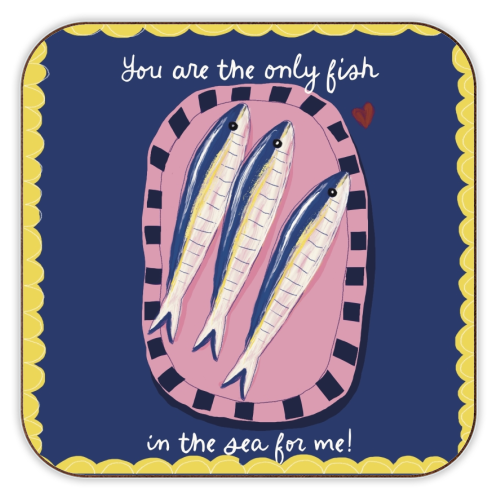 Only fish in the sea for me - personalised beer coaster by Giddy Kipper