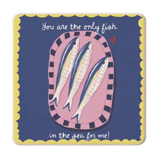 Only fish in the sea for me - personalised beer coaster by Giddy Kipper