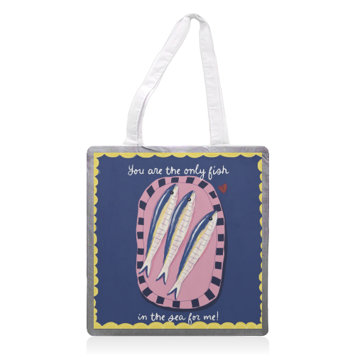Only fish in the sea for me - printed canvas tote bag by Giddy Kipper