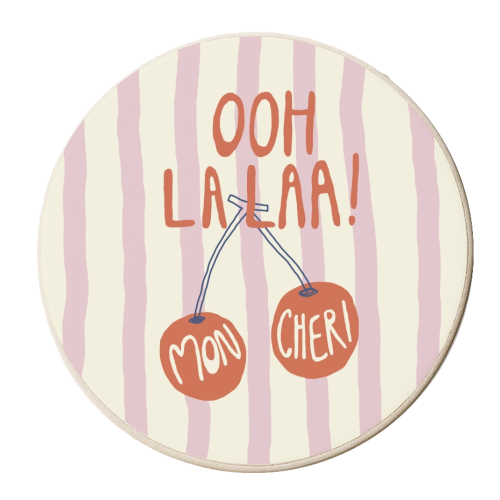 Ooh La laa Mon Cheri - personalised beer coaster by Giddy Kipper