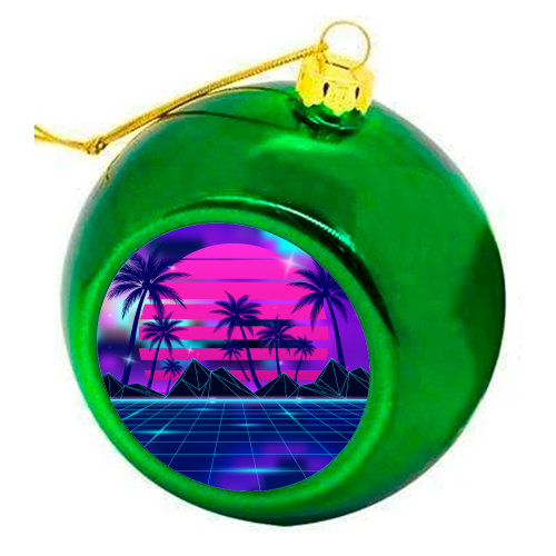 Opalescent Sunset Synthwave - colourful christmas bauble by AbstraHaus by EZbie