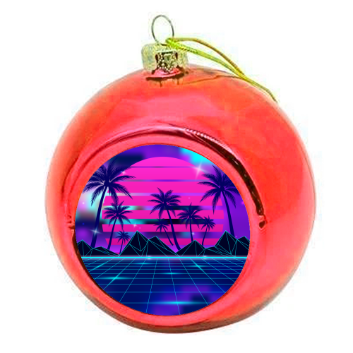 Opalescent Sunset Synthwave - colourful christmas bauble by AbstraHaus by EZbie