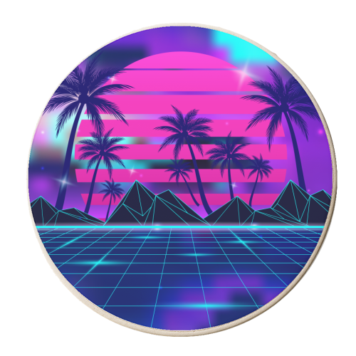 Opalescent Sunset Synthwave - personalised beer coaster by AbstraHaus by EZbie