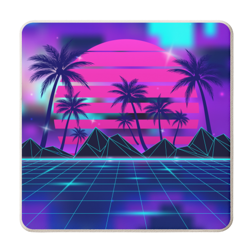 Opalescent Sunset Synthwave - personalised beer coaster by AbstraHaus by EZbie