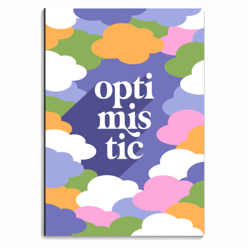 OPTIMISTIC in a sky full or RAINBOW CLOUDS - personalised A4, A5, A6 notebook by Dominique Vari