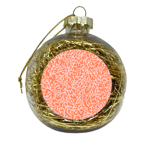 Orange And Pink Coral Sealife Pattern - xmas bauble by Dizzywonders