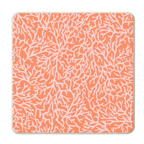 Orange And Pink Coral Sealife Pattern - personalised beer coaster by Dizzywonders