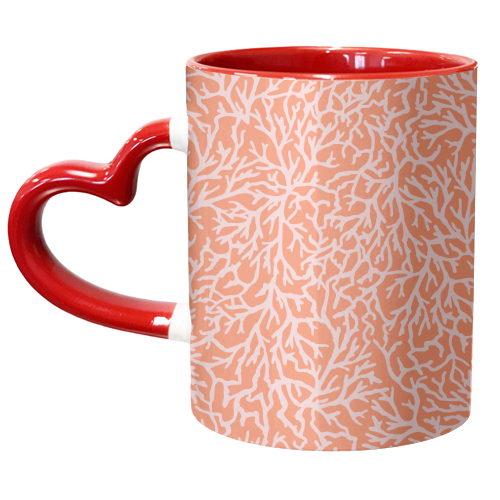 Orange And Pink Coral Sealife Pattern - unique mug by Dizzywonders