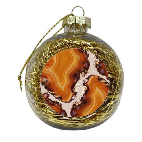 Orange Brown Agate Pattern #1 #gem #decor #art - xmas bauble by Anita Bella Jantz