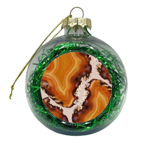Orange Brown Agate Pattern #1 #gem #decor #art - xmas bauble by Anita Bella Jantz