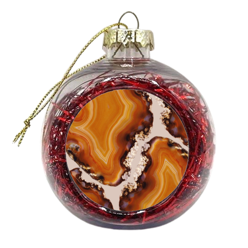 Orange Brown Agate Pattern #1 #gem #decor #art - xmas bauble by Anita Bella Jantz