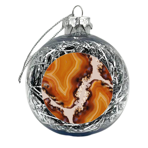 Orange Brown Agate Pattern #1 #gem #decor #art - xmas bauble by Anita Bella Jantz