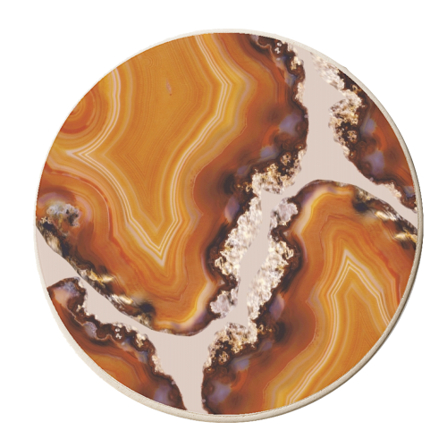 Orange Brown Agate Pattern #1 #gem #decor #art - personalised beer coaster by Anita Bella Jantz